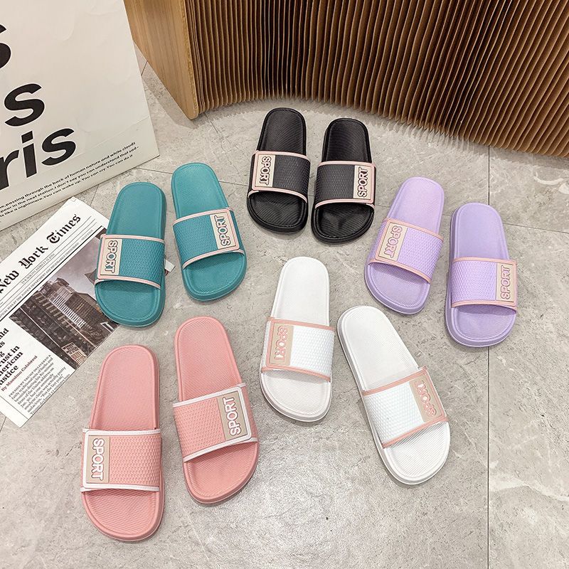37826-2021新款夏天拖鞋女士轻便休闲家用柔软加厚底防滑洗澡一字情侣拖-详情图