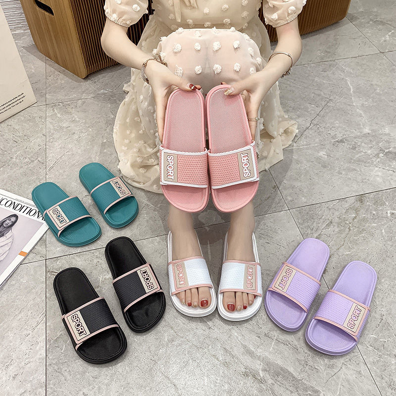 37826-2021新款夏天拖鞋女士轻便休闲家用柔软加厚底防滑洗澡一字情侣拖-详情图