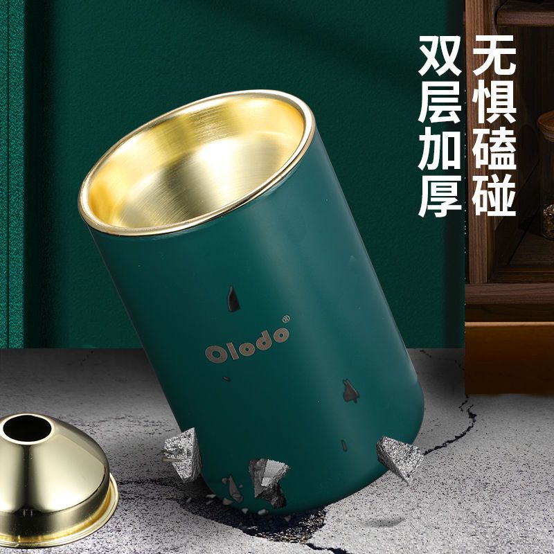 Ole Duo fashion ashtray anti-fly ash anti-smoke double-layer stainless steel living room car office ashtray personality