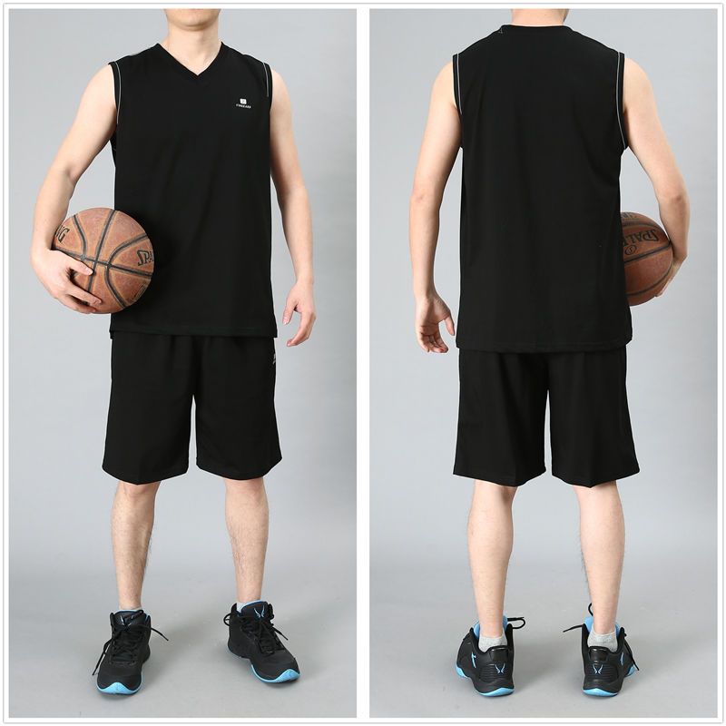 篮球服套装男夏季纯棉宽松背心短裤健身跑步运动套装男球衣训练服