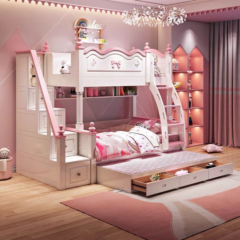 上下床女孩双层儿童两层多功能实木学生上下铺床小户型高低子母床