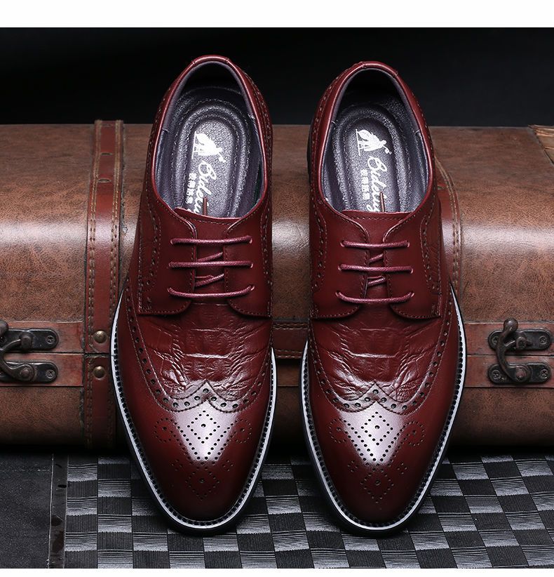 【Oberste Schicht Rindsleder】 Peter Herren-Business-Anzug aus echtem Leder, Blockgeschnitzt, große Herrenschuhe, klein_voghion.com