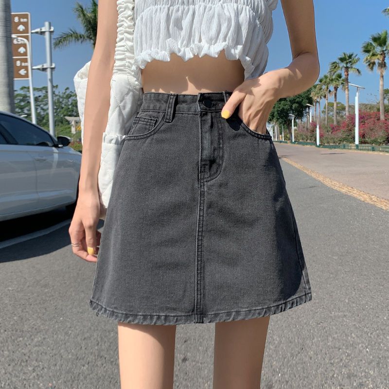 夏季新款半身裙高腰a字裙辣妹包臀大碼裙子ins潮牛仔裙短裙女