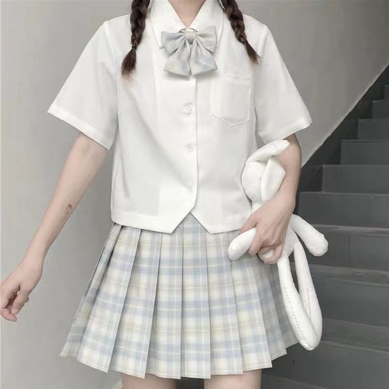 基础款衬衣日系jk制服白衬衫女短袖短款设计感软妹甜美上衣春夏装