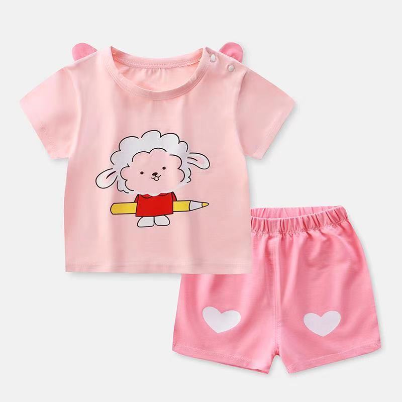 夏季儿童短袖短裤套装小童纯棉半袖t恤宝宝新款套装洋气婴儿衣服