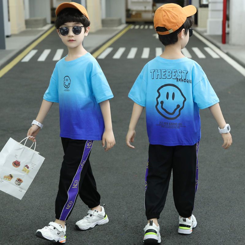 單件/兩件套男童套裝夏季2023新款網紅時髦男孩洋氣中大兒童短袖