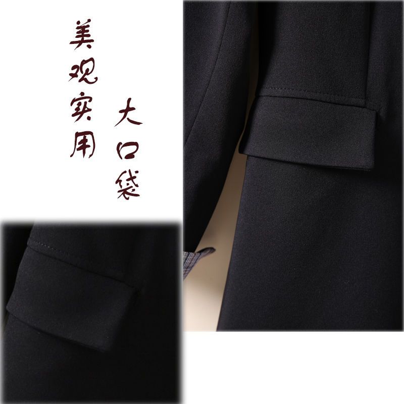 Spring and Autumn New Style Black Small Suit Jacket Female Korean Style British Style Internet Celebrity Same Style Casual Long-sleeved Mid-length Suit