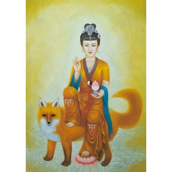狐仙画像 结缘狐仙娘娘画像九尾狐仙画像 供奉狐仙神像画-3 塑封