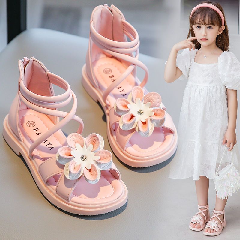 女童凉鞋2022新款儿童夏季小女孩韩版罗马鞋潮中大童时尚公主凉鞋