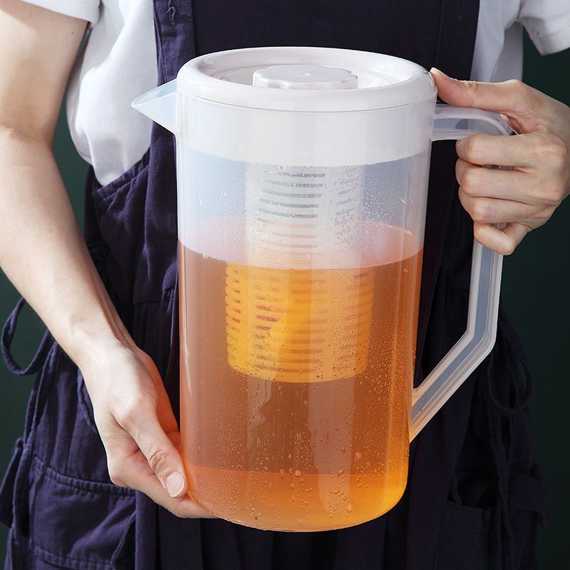夏天大容量水壶带刻度冷水壶家用凉茶壶奶茶店量杯加厚过滤茶水壶