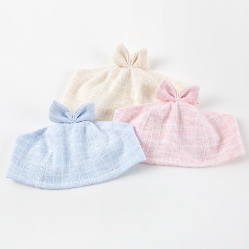 婴儿凉帽夏季空顶帽纯棉帽子0-3个月女宝宝薄款胎帽新生儿卤门帽6