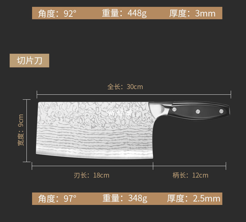  刀具套装厨房菜刀套装全套家用不锈钢激光大马士厨具组合