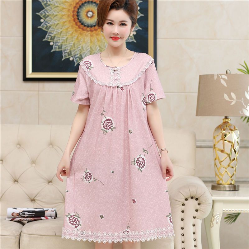 Brand high-end quality cotton pajamas women's summer nightdress modal middle-aged and elderly grandma nightdress loose plus size