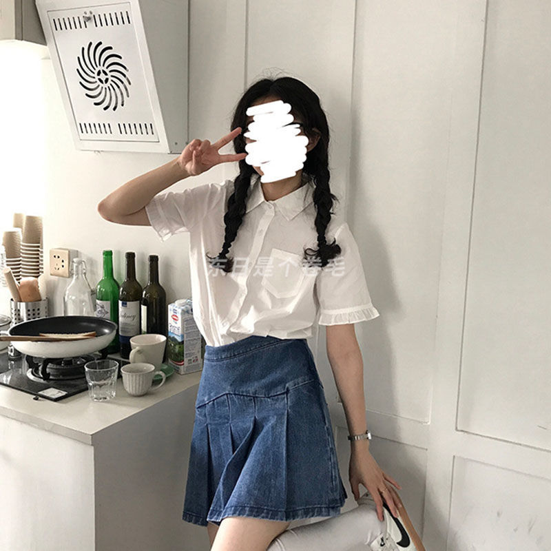 ins夏季新款衬衫女学生韩版宽松显瘦设计感上衣百搭白衬衣2021潮