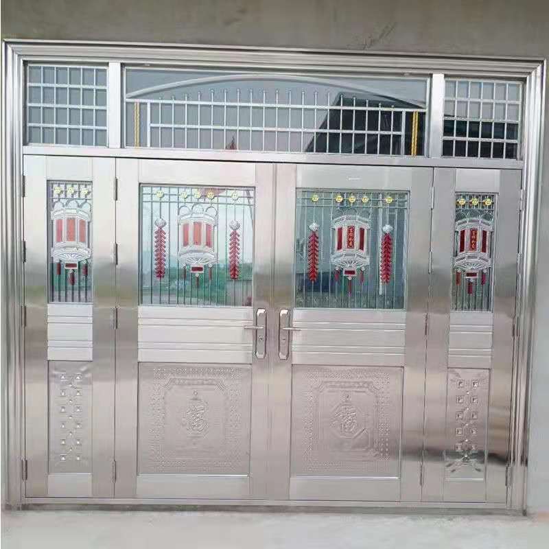 304不锈钢门单门 四开门不锈钢防盗门大门农村不绣钢进户门玻璃门