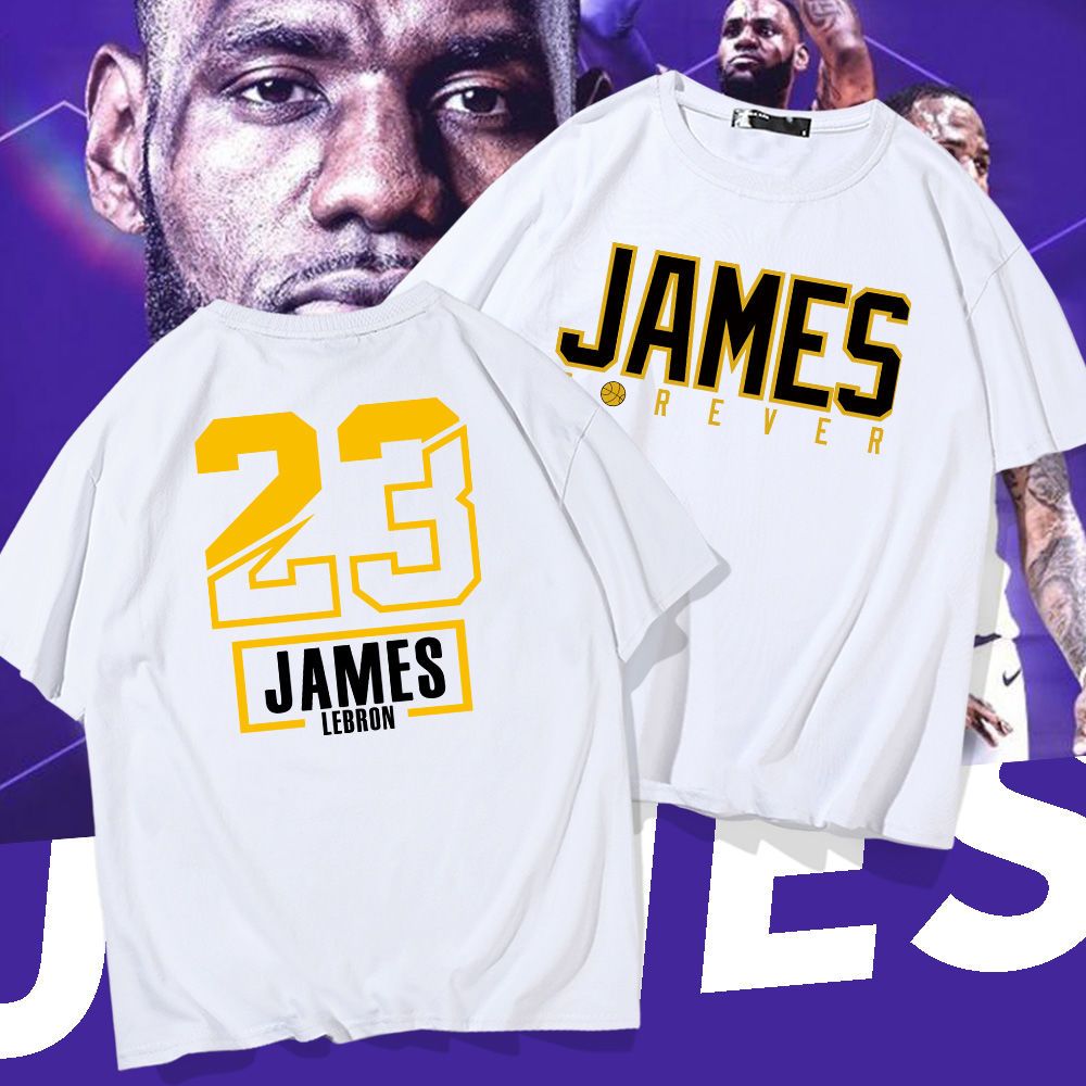 nba詹姆斯23号短袖t恤男夏纯棉宽松半袖潮牌球衣篮球运动学生上衣