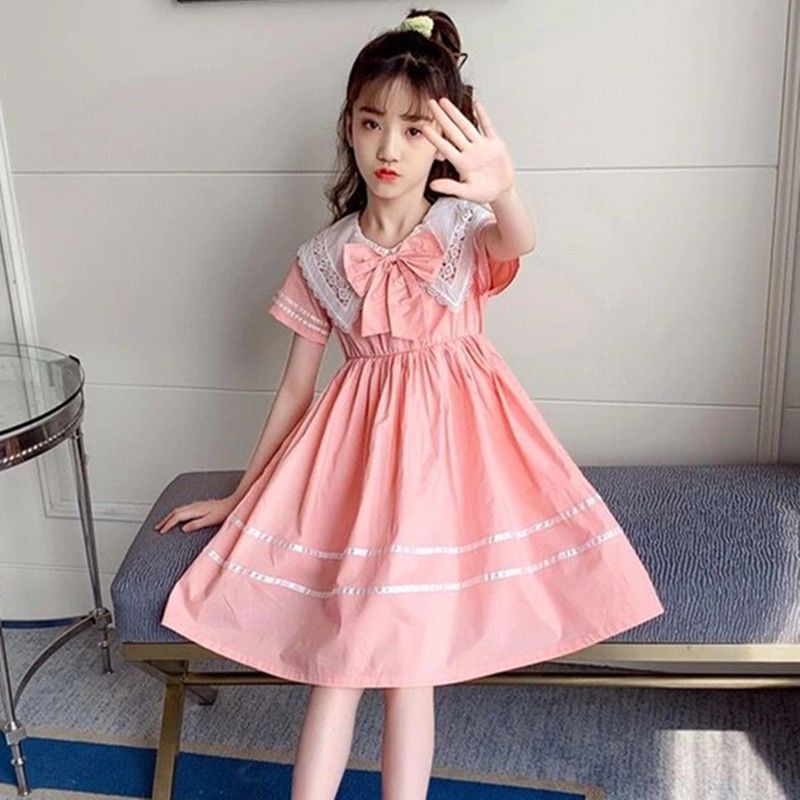女童连衣裙夏季新款韩版洋气娃娃领裙子中大儿童装网红公主裙