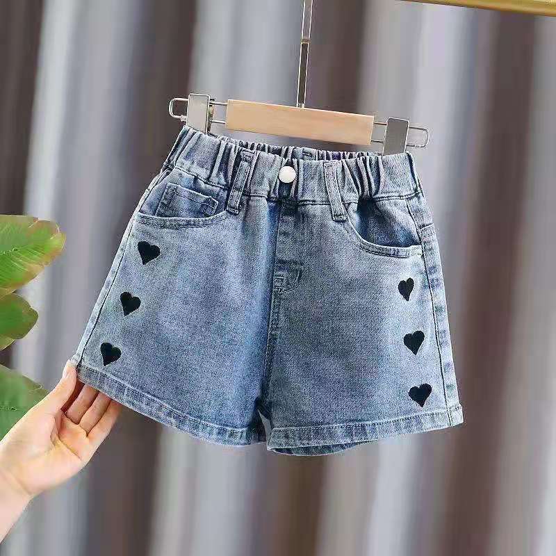 Girls denim shorts children's Korean version high waist loose hot pants 2022 new summer thin section big boys and girls pants