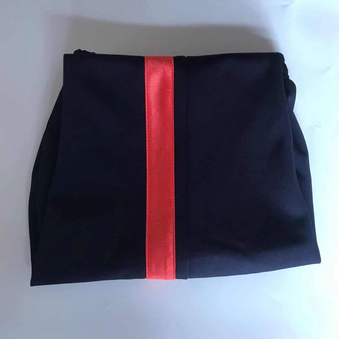 新品春夏校褲一道邊藏藍色寬橙條中小學運動長褲高中寬鬆透氣校褲