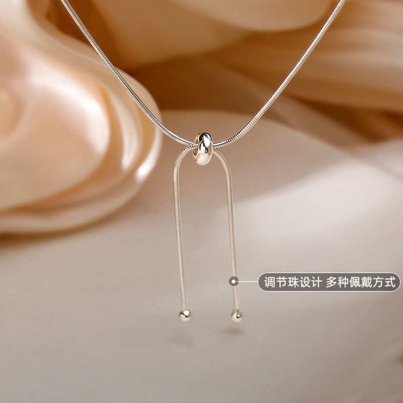 Korean s925 sterling silver pull-out necklace women's niche design temperament simple clavicle chain  new neck chain