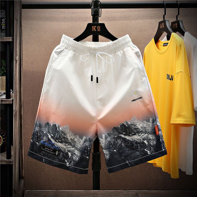Shorts men's port style 2022 summer fashion brand trend loose casual 5-point outerwear sports gradient beach pants