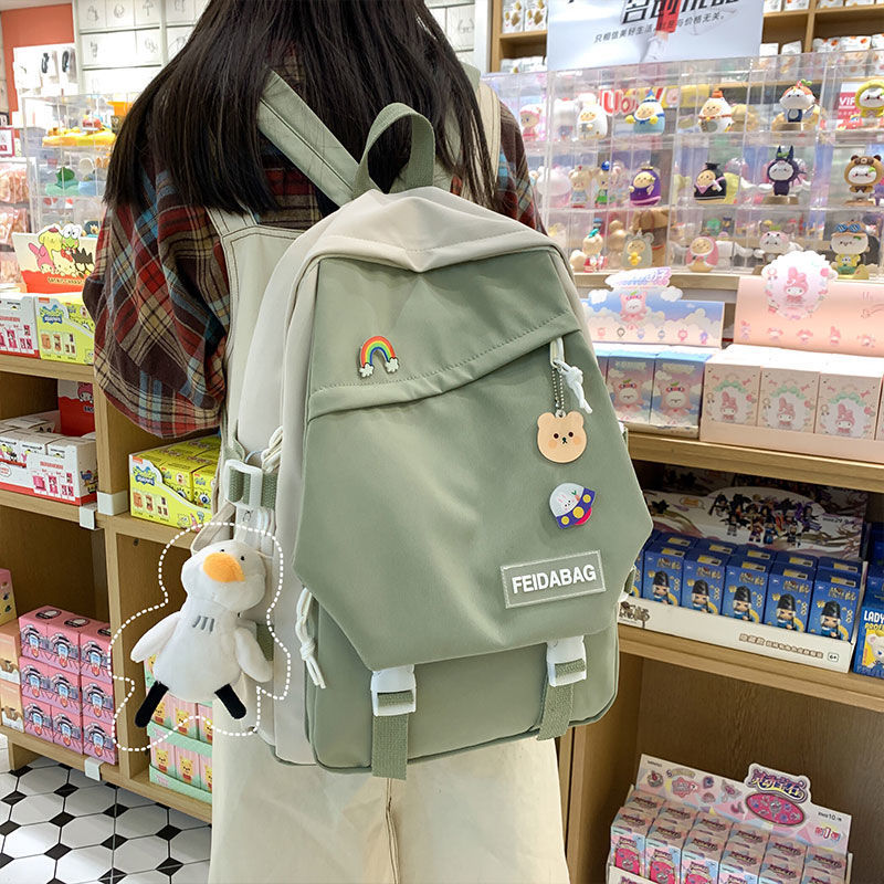 書包女ins洋氣高中小學生初中生日系百搭背包大容量小清新雙肩包