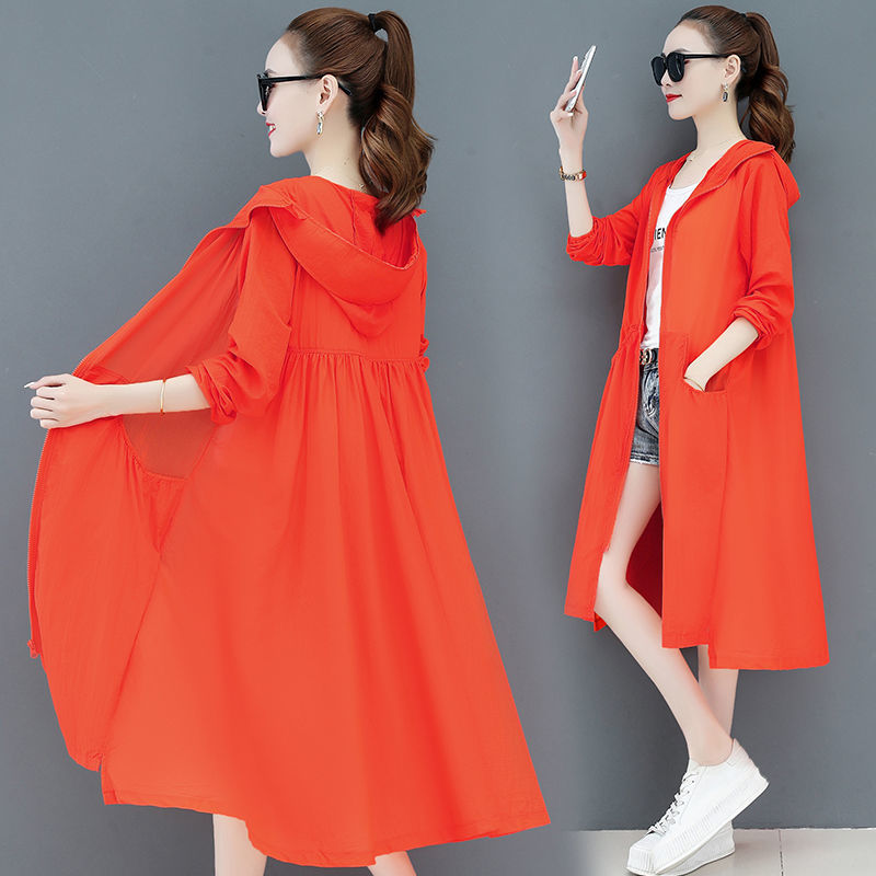 Sun protection clothing women's mid-length over-the-knee summer 2023 new fashion all-match large size anti-sun clothing breathable thin coat