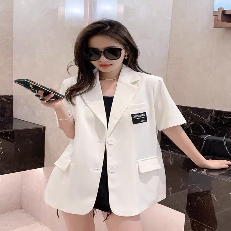 2022 summer new Korean version of the all-match design short-sleeved suit jacket loose temperament jacket tops women's fashion