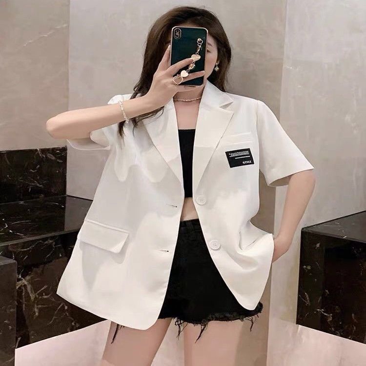 2022 summer new Korean version of the all-match design short-sleeved suit jacket loose temperament jacket tops women's fashion