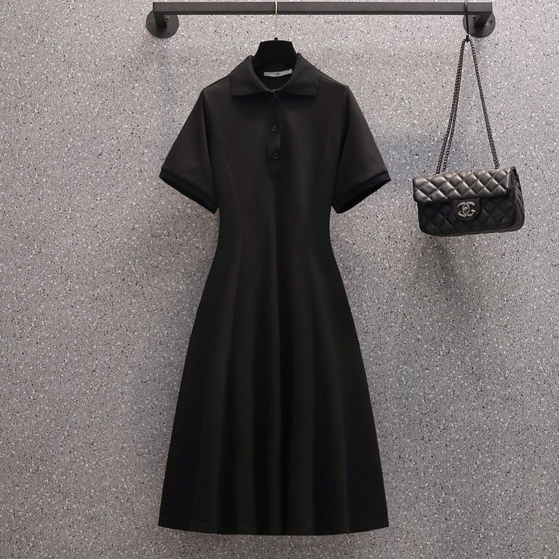54205-大码女装夏装2021新款爆款胖mm200斤遮肚polo泡泡袖连衣裙长款-详情图