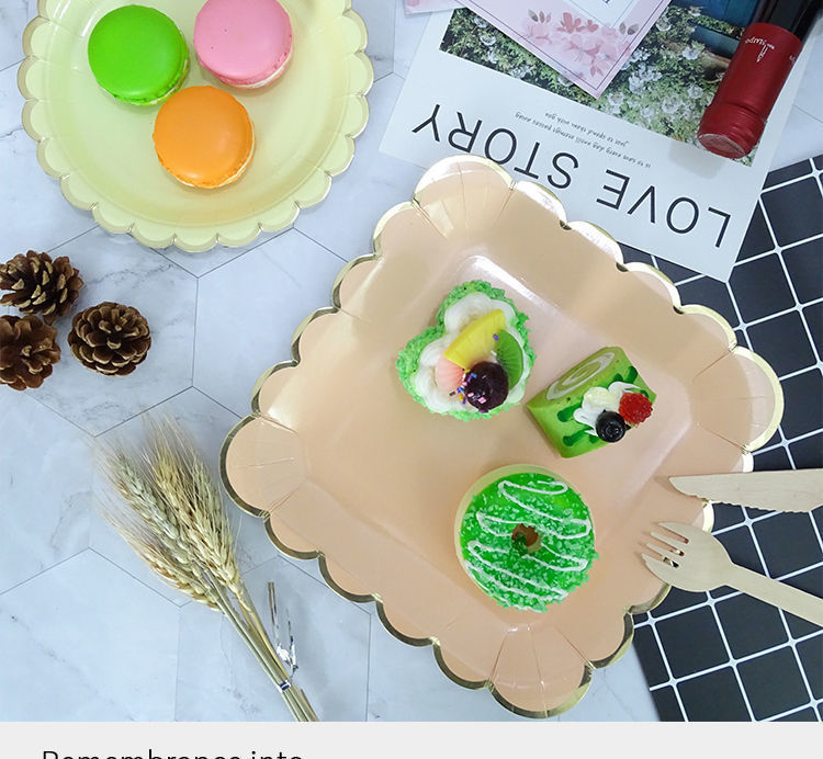 万泉河 网红餐盘一次性盘子野餐餐具纸盘烧烤碟生日蛋糕甜品派对用品ins