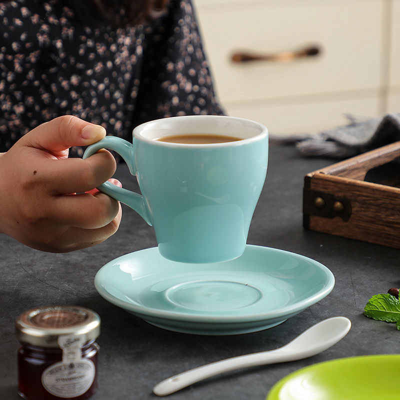 180ml欧式陶瓷简约创意咖啡杯碟加厚郁金香型美式拿铁单品咖啡杯