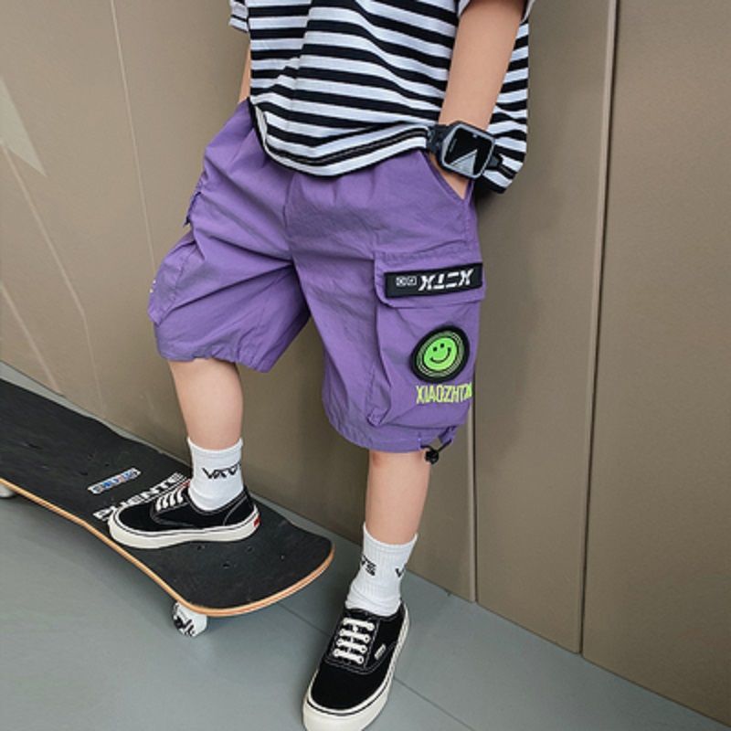 Boys' pants 2023 summer new middle and big boys quick-drying overalls children's foreign style shorts children's five-point pants thin