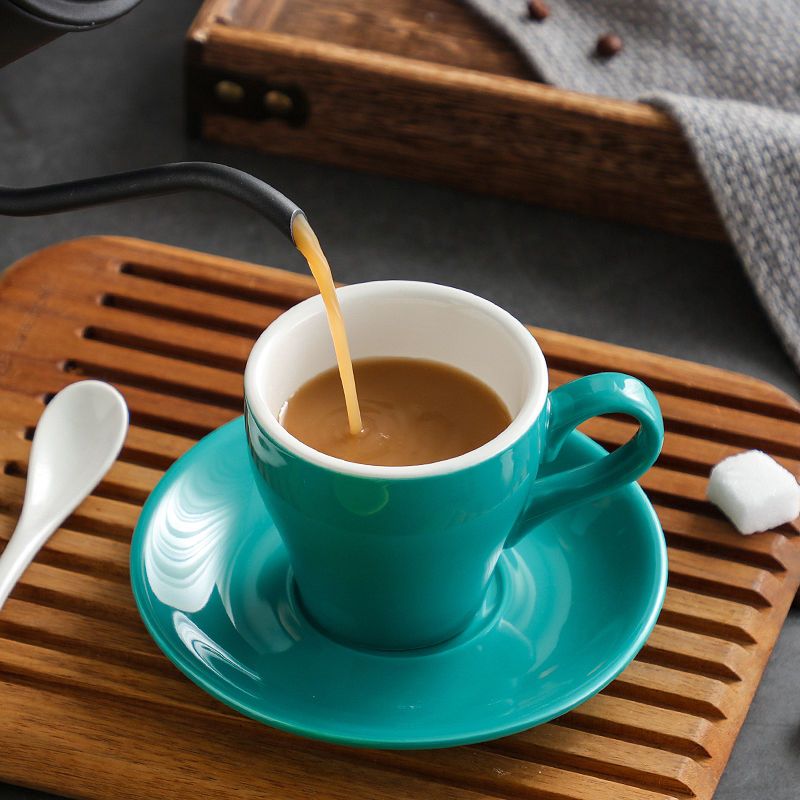 180ml欧式陶瓷简约创意咖啡杯碟加厚郁金香型美式拿铁单品咖啡杯