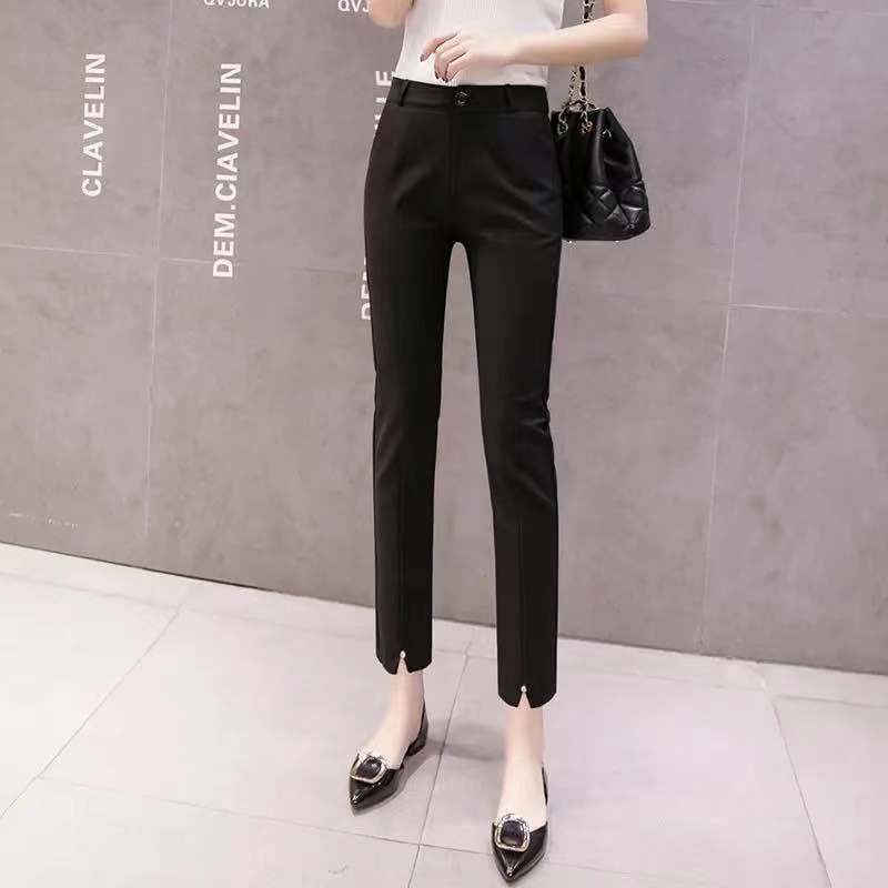 Casual pants women's summer new nine points spring and autumn trousers black pants small suit pants slim feet women's pants