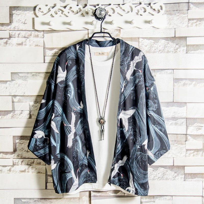 Summer trend shirt fairy Chinese ancient style Taoist robe male and female students Han element cardigan ice silk sunscreen jacket