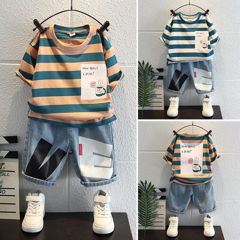 童装男童夏装套装2023新款洋气韩版小儿童夏季宝宝短袖两件套潮衣