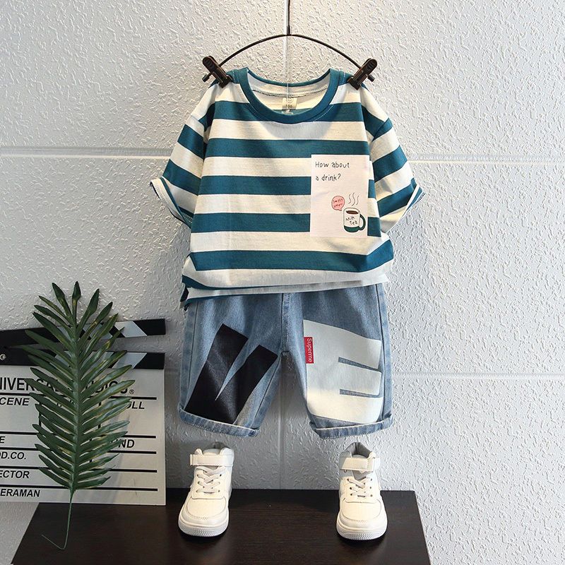 童装男童夏装套装2023新款洋气韩版小儿童夏季宝宝短袖两件套潮衣