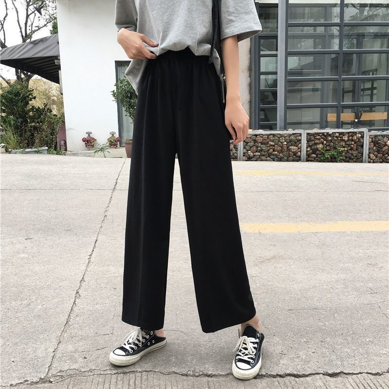 Wide-leg pants for women, loose and slim, autumn and winter velvet thickened nine-point pants, high-waisted straight-leg pants, sports and casual pants