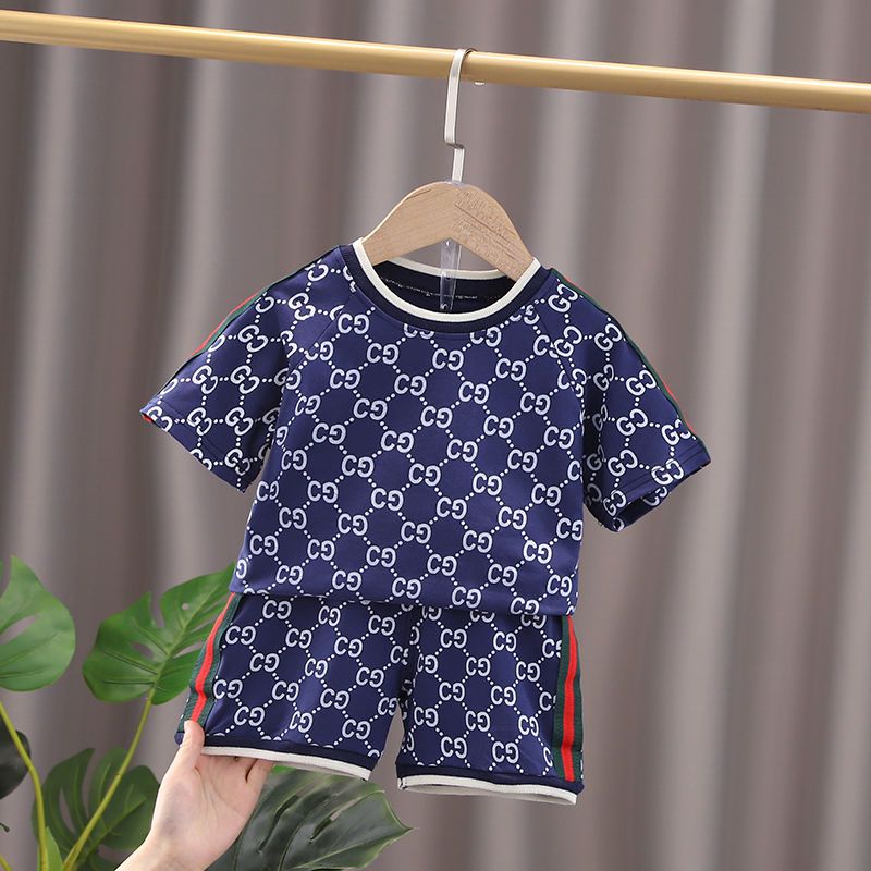 Boys' summer clothes baby foreign style suit  new children children's casual children's clothes from 01 to 5 years old short sleeved clothes