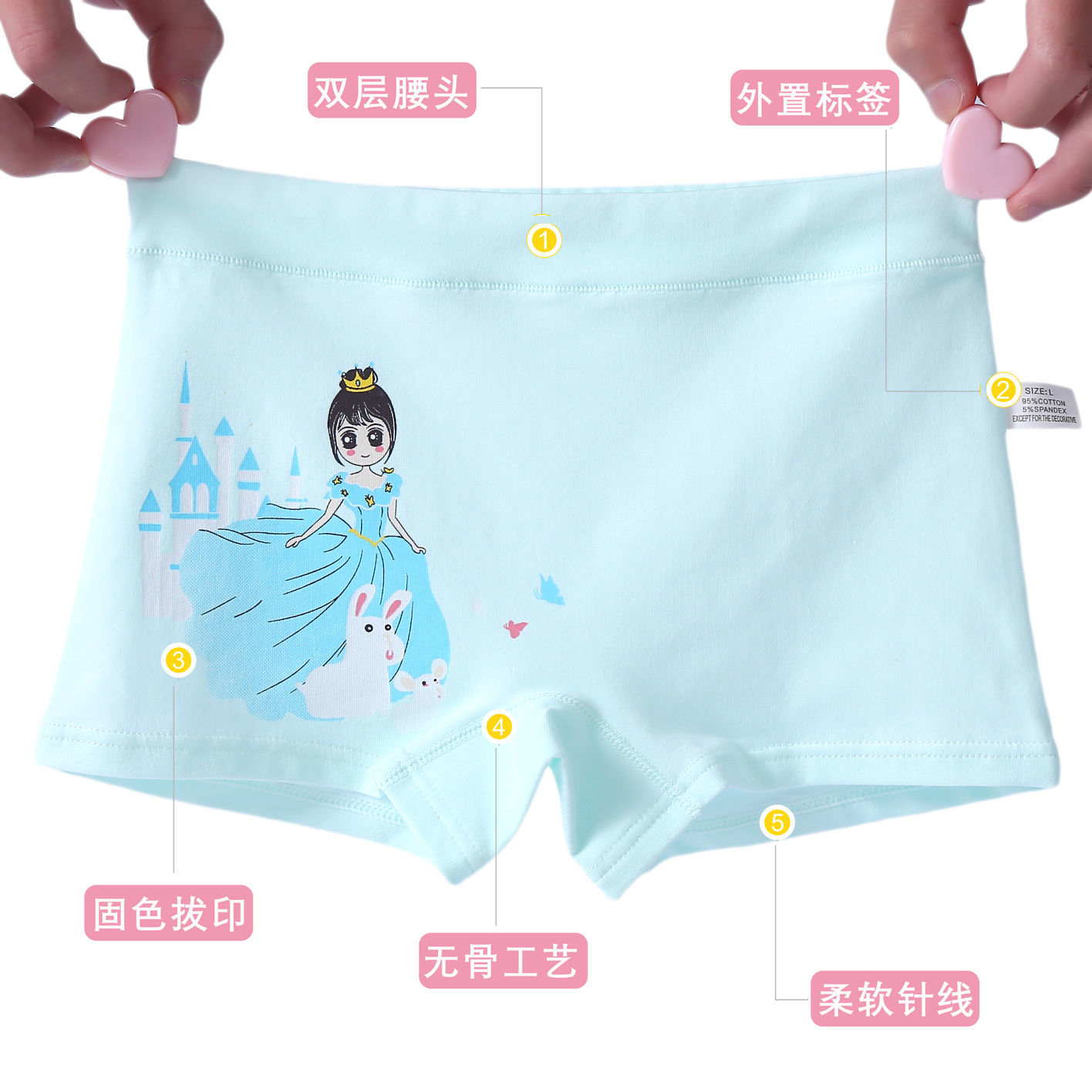 Children's and girls' underwear pure cotton boxer little girl princess class A cute cartoon small children's shorts spring and autumn 4 packs