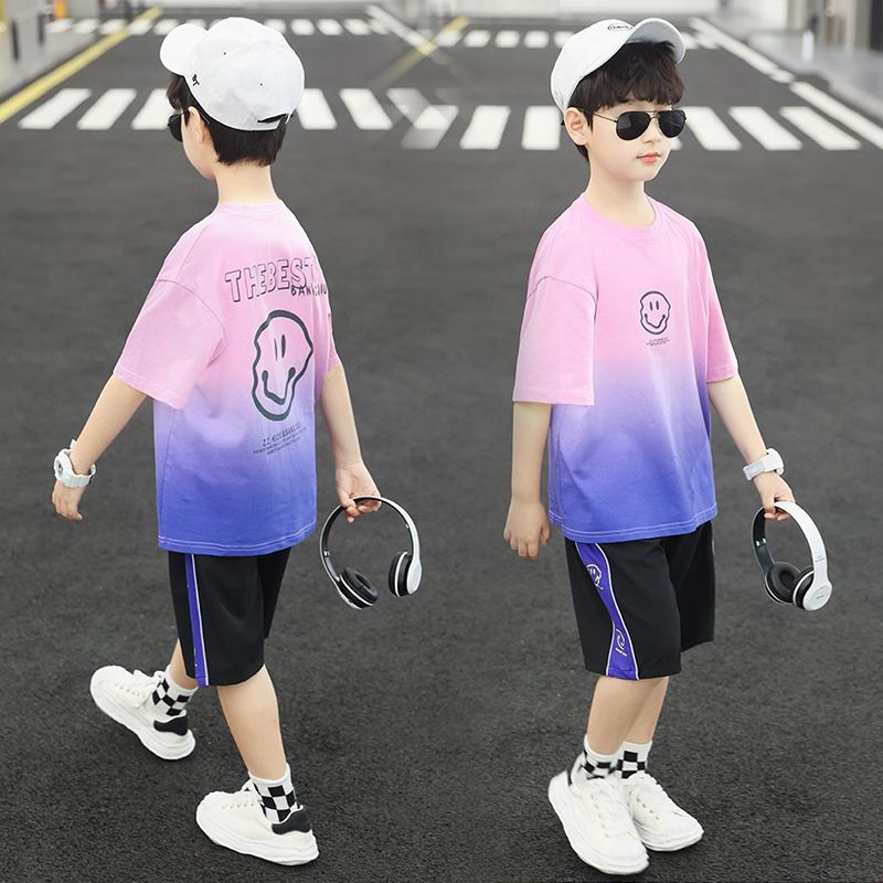 37828-童装男童夏装短袖速干两件套装2021新款中大儿童休闲洋帅气韩版潮-详情图