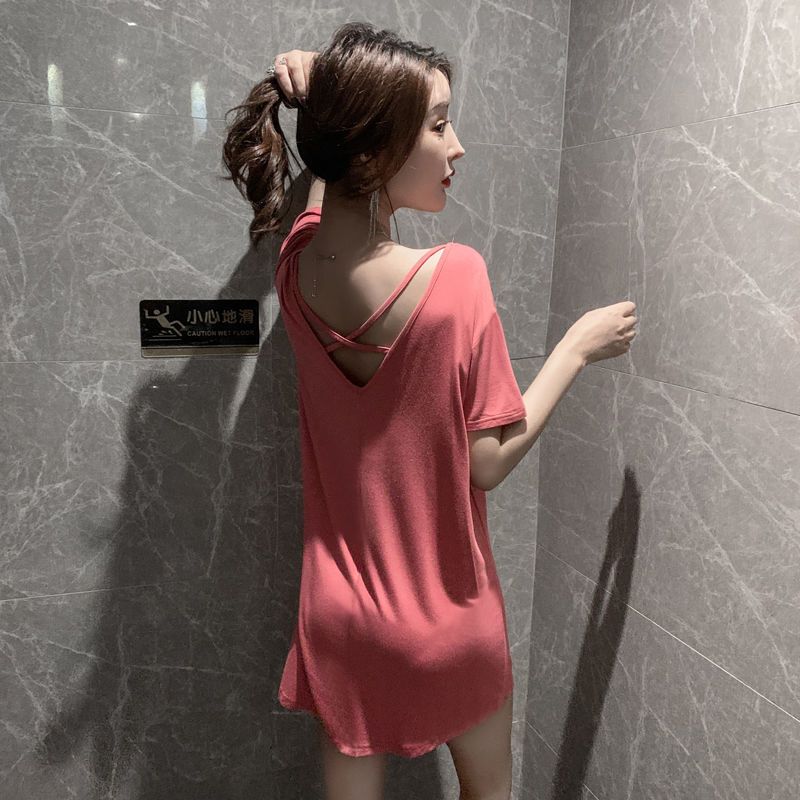 Internet celebrity hot style  new nightdress female summer modal thin section short-sleeved sexy pregnant women pajamas home clothes