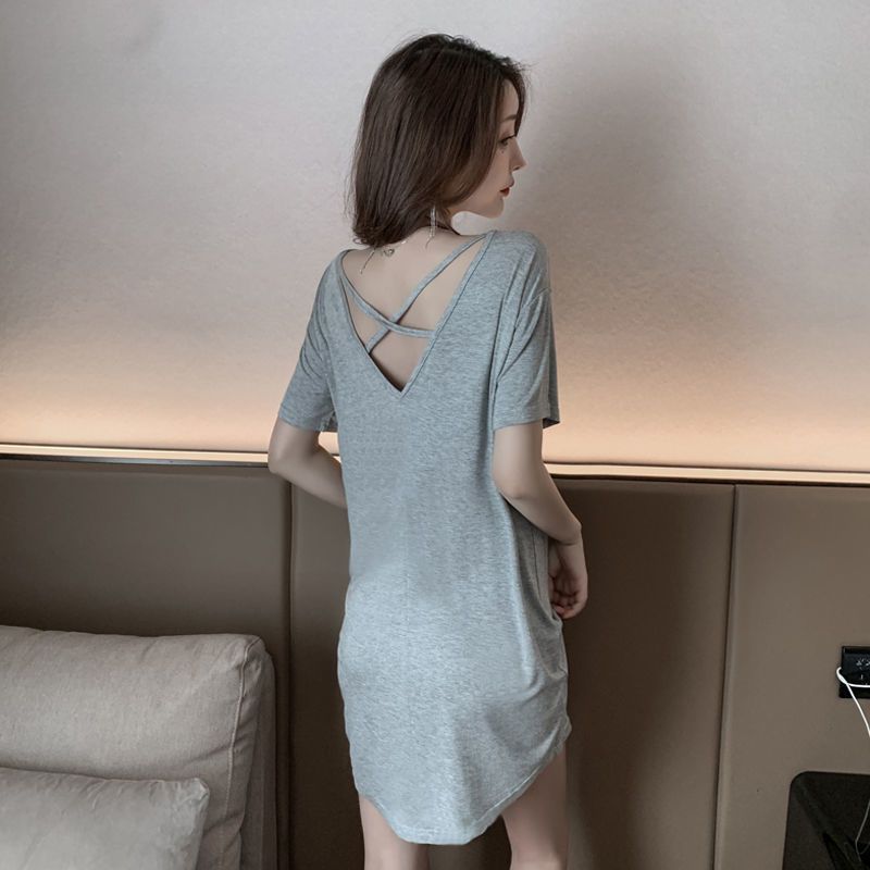 Internet celebrity hot style  new nightdress female summer modal thin section short-sleeved sexy pregnant women pajamas home clothes