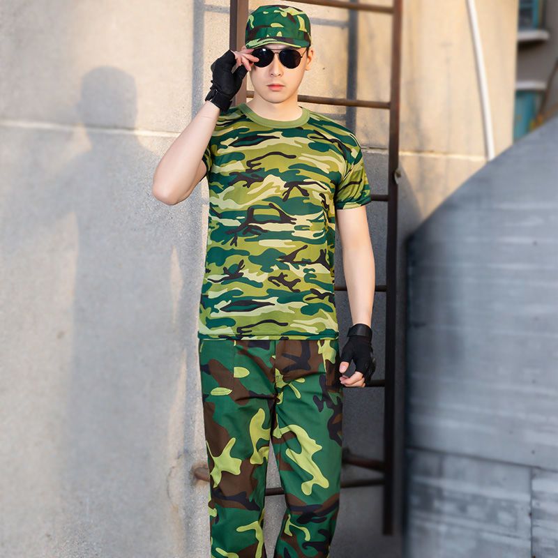 Work clothes suits men's thin section summer labor protection clothing women's military training camouflage clothing spring and autumn workers work clothes student training clothes