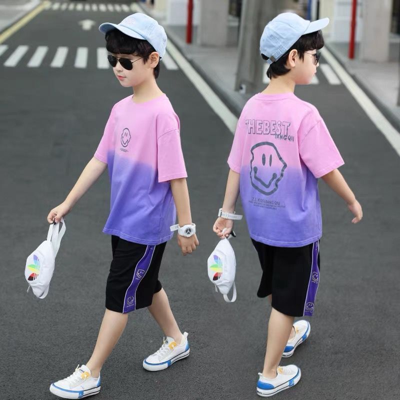 37828-童装男童夏装短袖速干两件套装2021新款中大儿童休闲洋帅气韩版潮-详情图