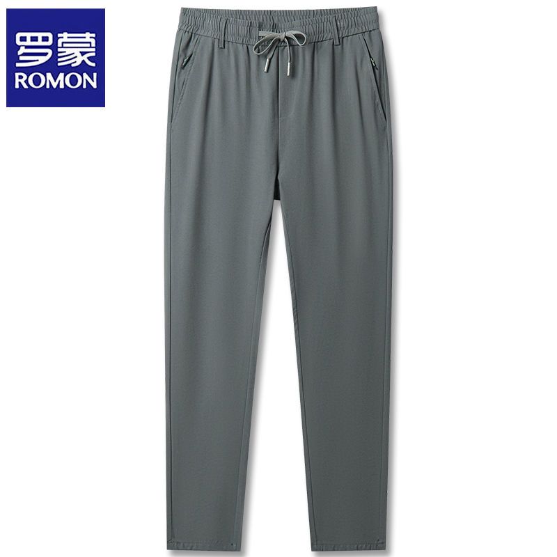 罗蒙冰丝休闲裤男中青年春夏季薄款运动裤宽松直筒松紧腰男士裤子