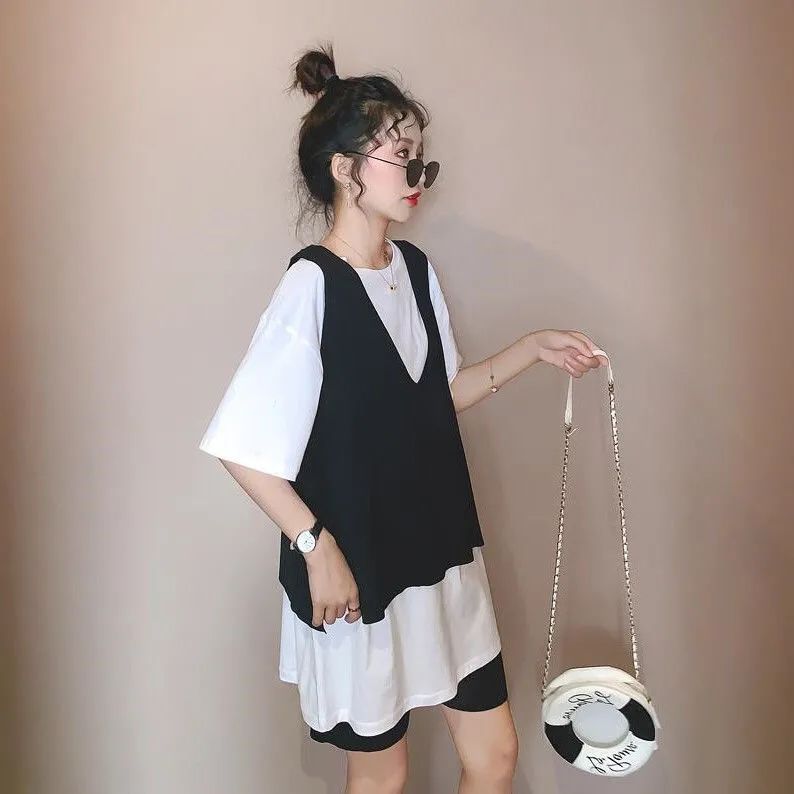 37760-2021新款三件套时尚休闲套装女运动网红洋气很仙的牛油果绿宽松夏-详情图