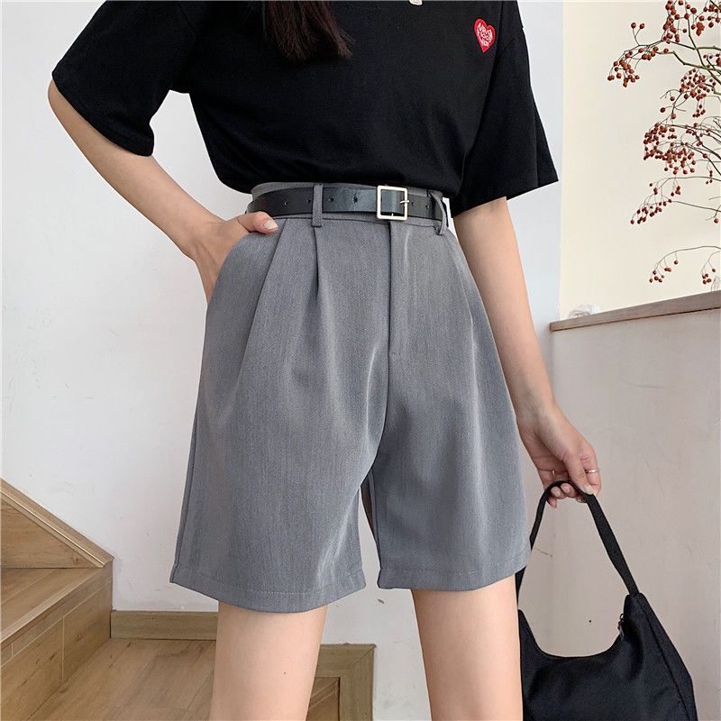 Large size five-point suit pants women's summer new fat mm loose 200 catties slim high waist wide leg shorts middle pants