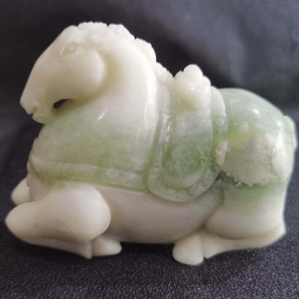 马上发财 蓝田玉 秀玉 手把件 玉雕马 挂件 摆件装饰